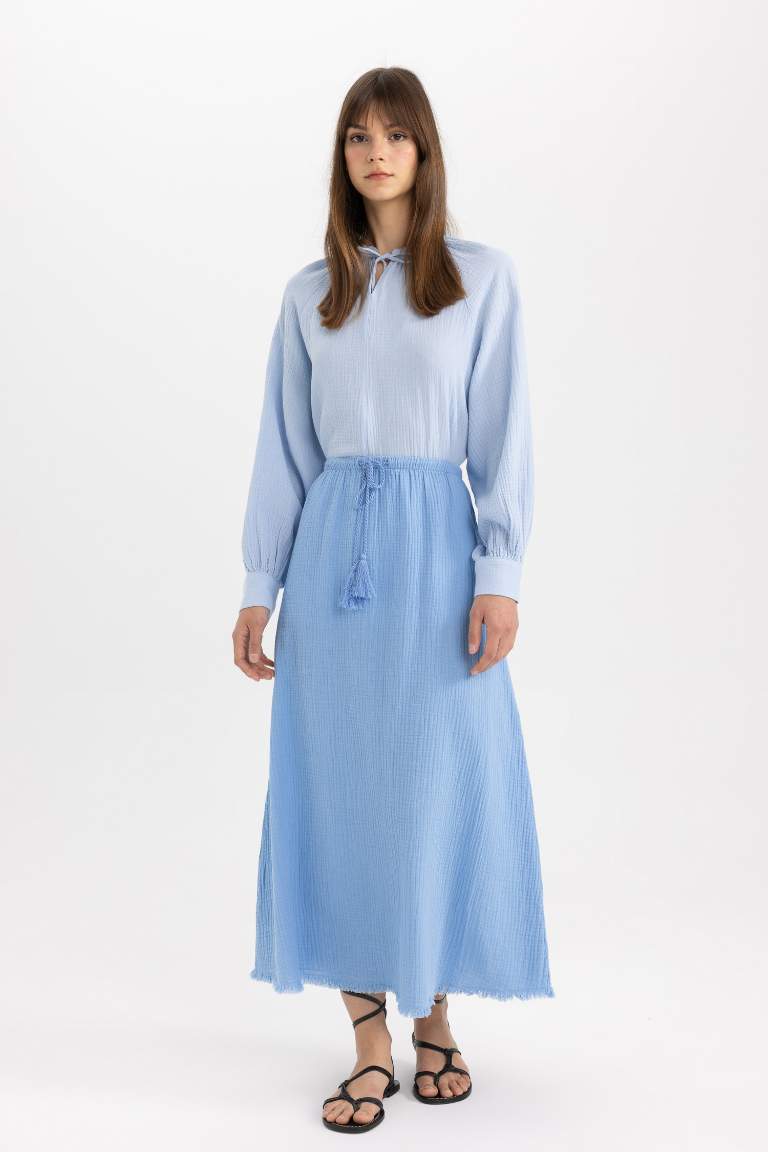 A Cut Muslin Maxi Skirt