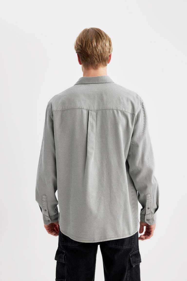 Chemise Oversize Coton à Manches Longues