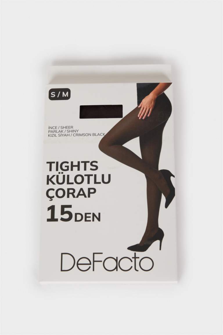 Kadın Kızıl Siyah 15 Denye Külotlu Çorap