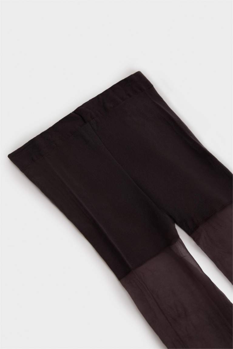 Kadın Kızıl Siyah 15 Denye Külotlu Çorap