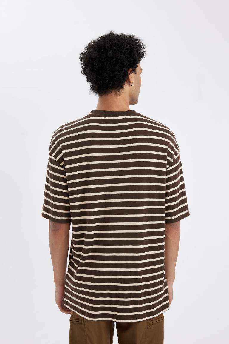 Comfort Regular Fit Crew Neck Striped Heavy Fabric T-Shirt