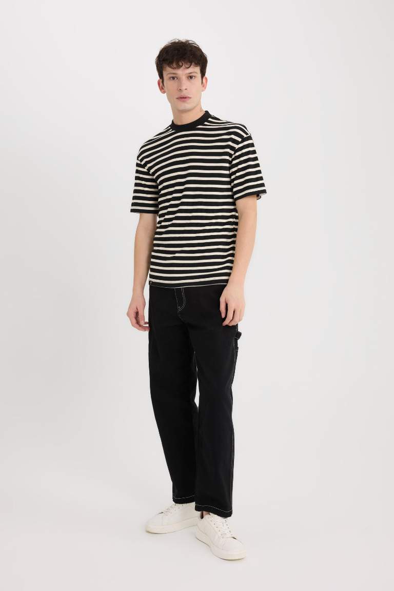 Boxy Fit Crew Neck Striped T-Shirt