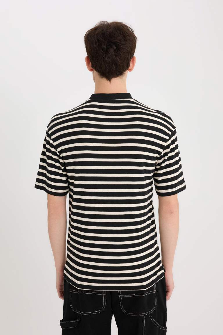 Boxy Fit Crew Neck Striped T-Shirt