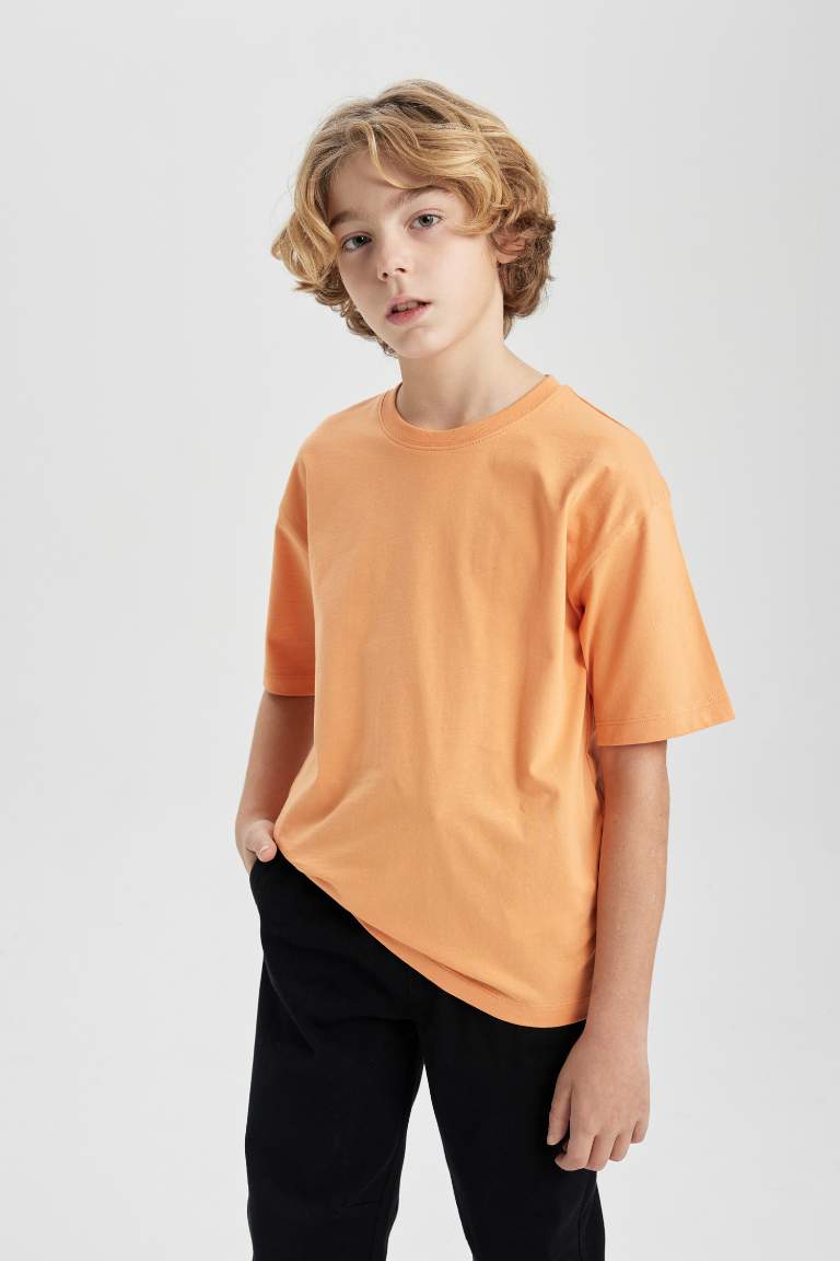 Boy Oversize Fit Crew Neck Basic T-Shirt