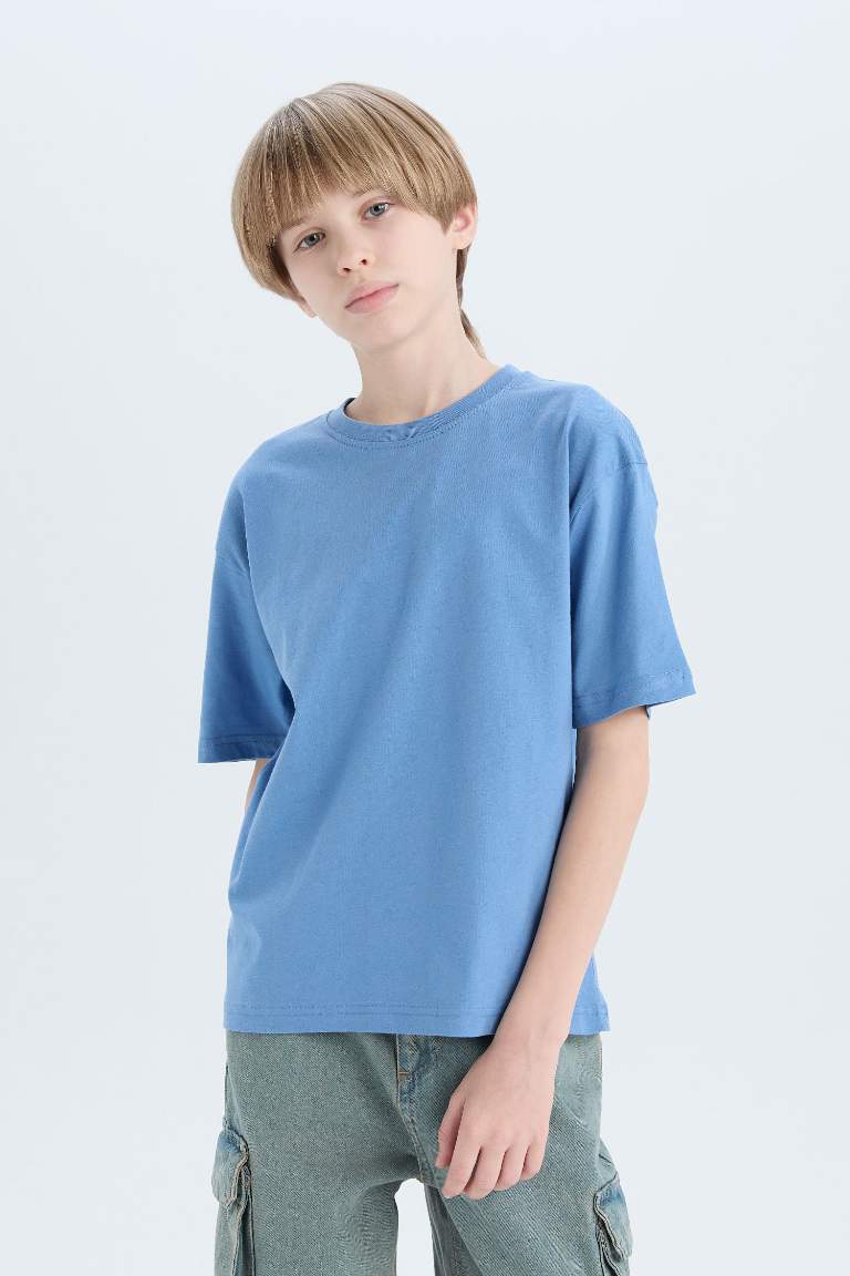 Boy Oversize Fit Crew Neck Basic T-Shirt