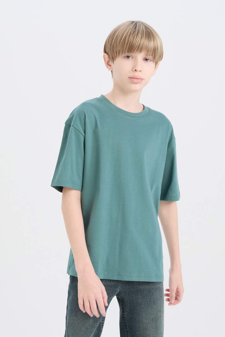 Boy Oversize Fit Crew Neck Basic T-Shirt