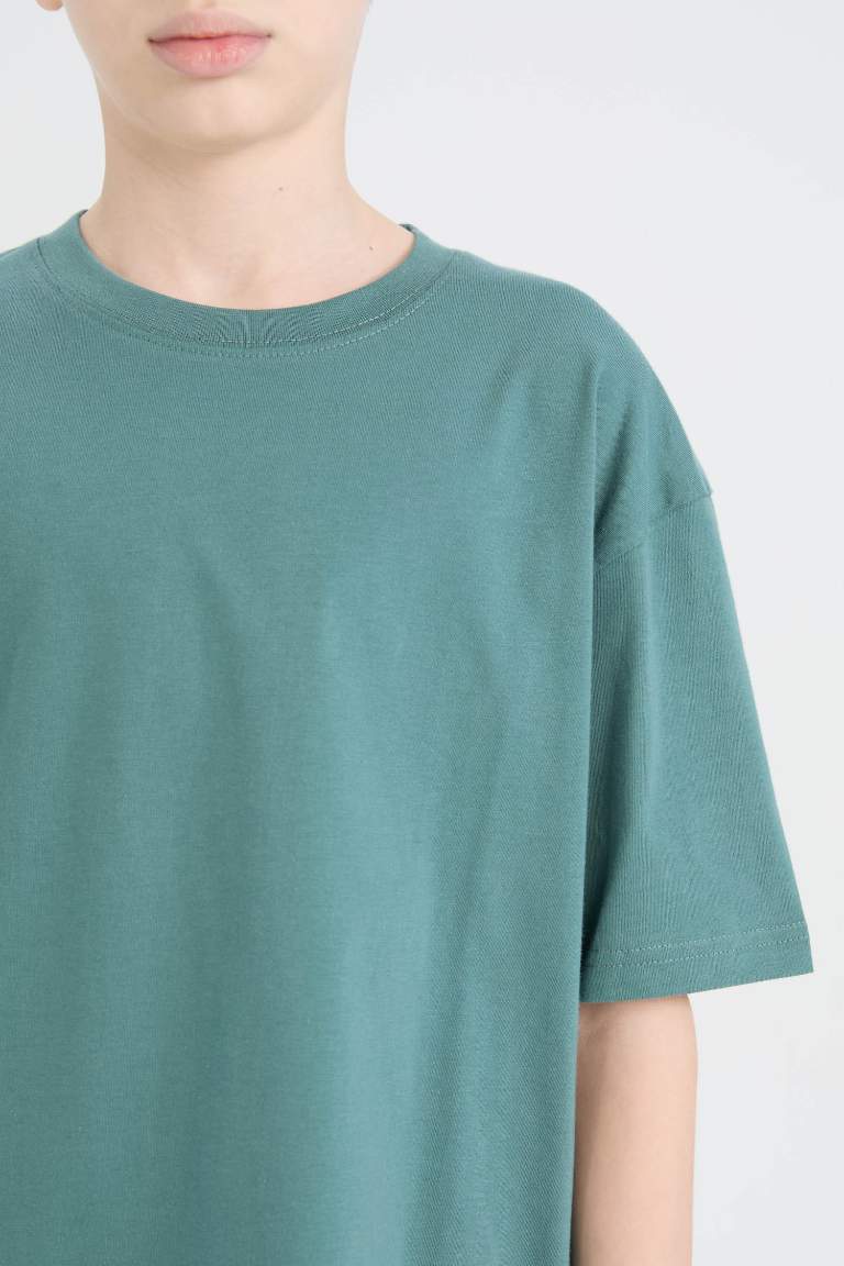 Boy Oversize Fit Crew Neck Basic T-Shirt