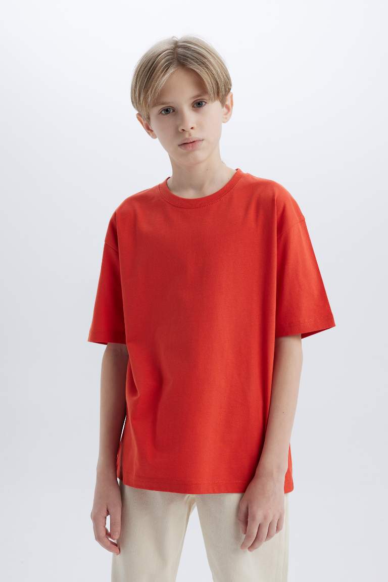 Boy Oversize Fit Crew Neck Basic T-Shirt