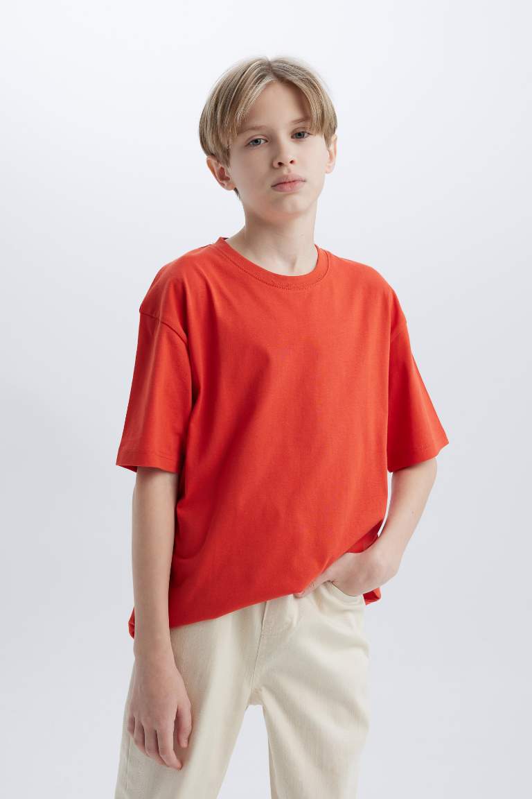 Boy Oversize Fit Crew Neck Basic T-Shirt