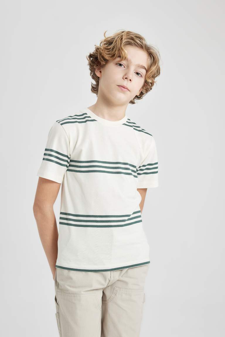 Boy Regular Fit Crew Neck Striped Short Sleeve T-Shirt