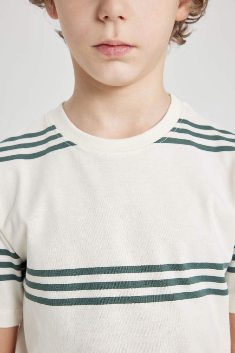 Boy Regular Fit Crew Neck Striped Short Sleeve T-Shirt