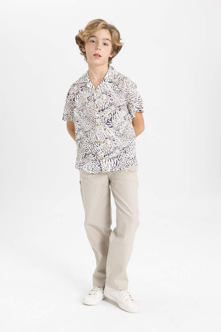 Chemise en Viscose à Manches Courtes à Col Polo Pour Garçon