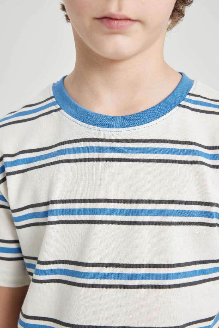 Boy Regular Fit Crew Neck Striped Short Sleeve T-Shirt