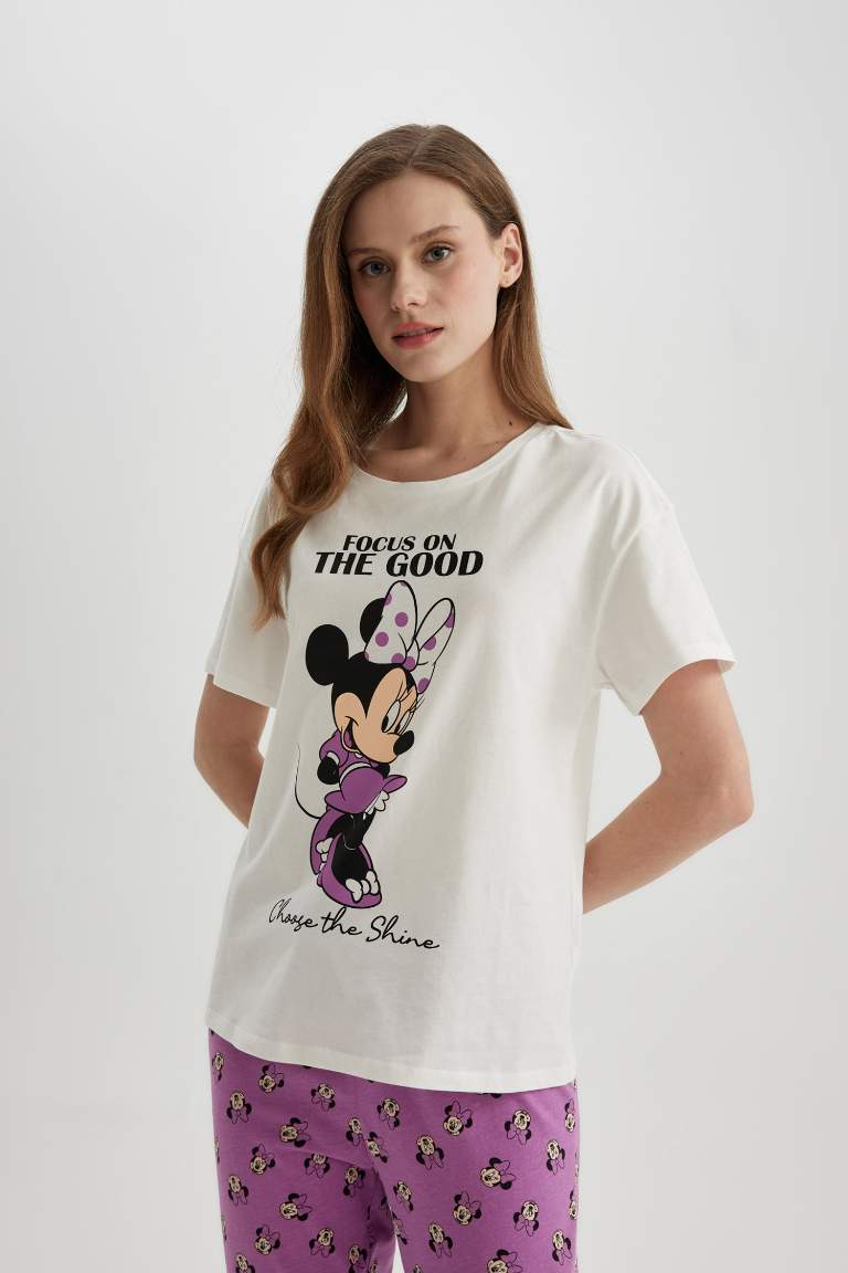 Pyjama à Coupe Régulière et Manches Courtes Disney Mickey & Minnie Fall In Love