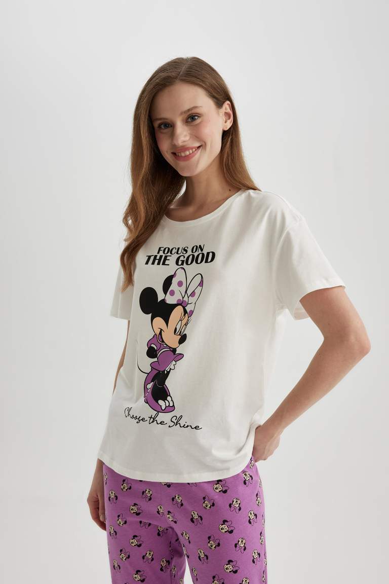 Pyjama à Coupe Régulière et Manches Courtes Disney Mickey & Minnie Fall In Love