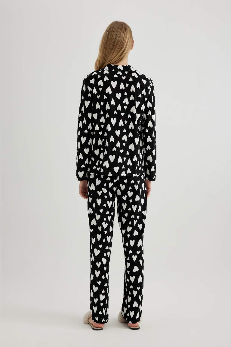 Fall in Love Kalp Desenli Uzun Kollu Pijama Takımı