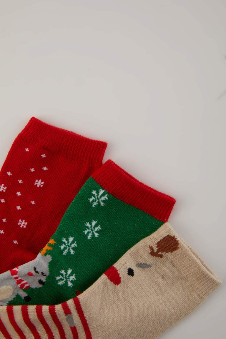 Baby Boy Christmas Themed 3 Piece Cotton Long Socks