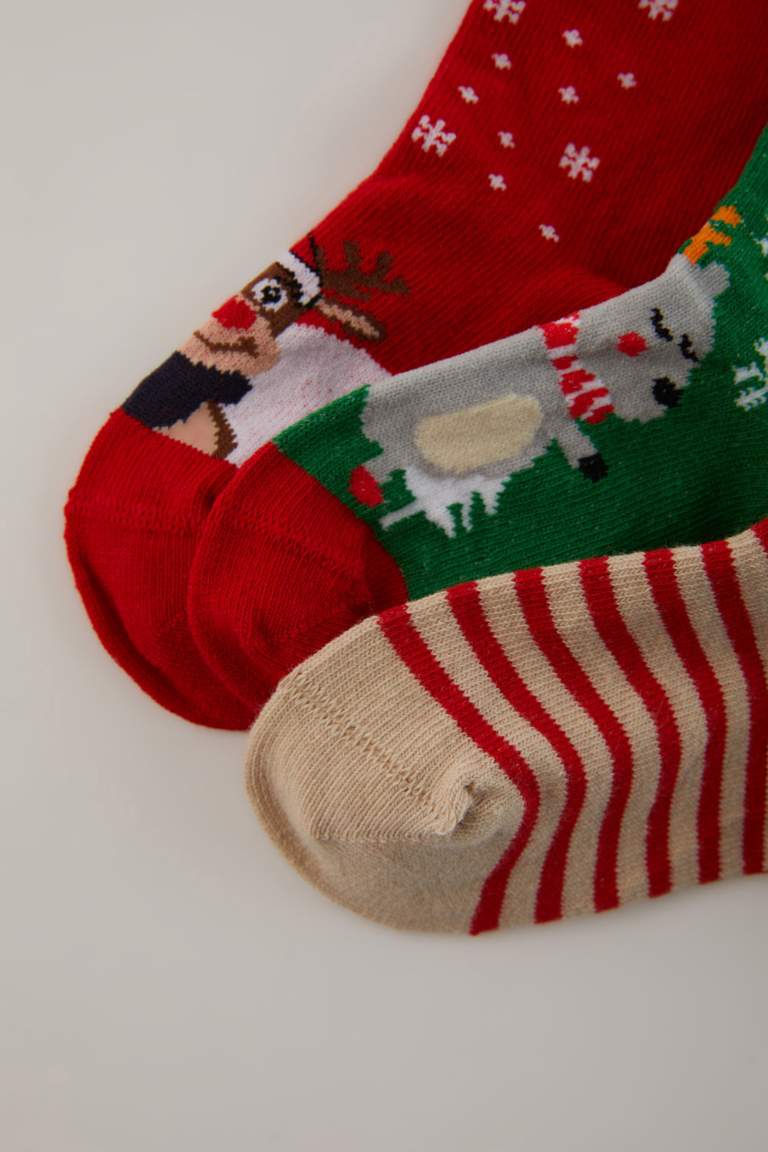 Baby Boy Christmas Themed 3 Piece Cotton Long Socks