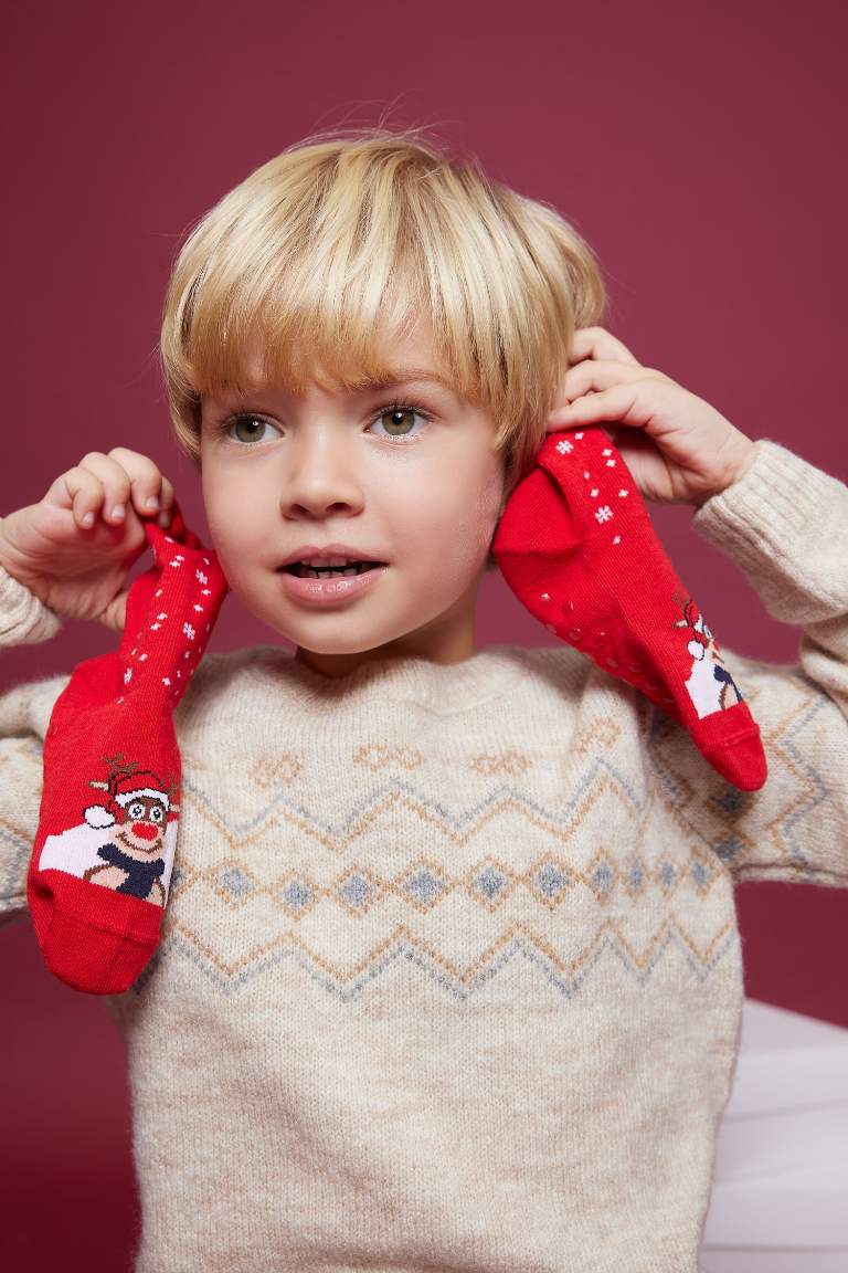 Baby Boy Christmas Themed 3 Piece Cotton Long Socks