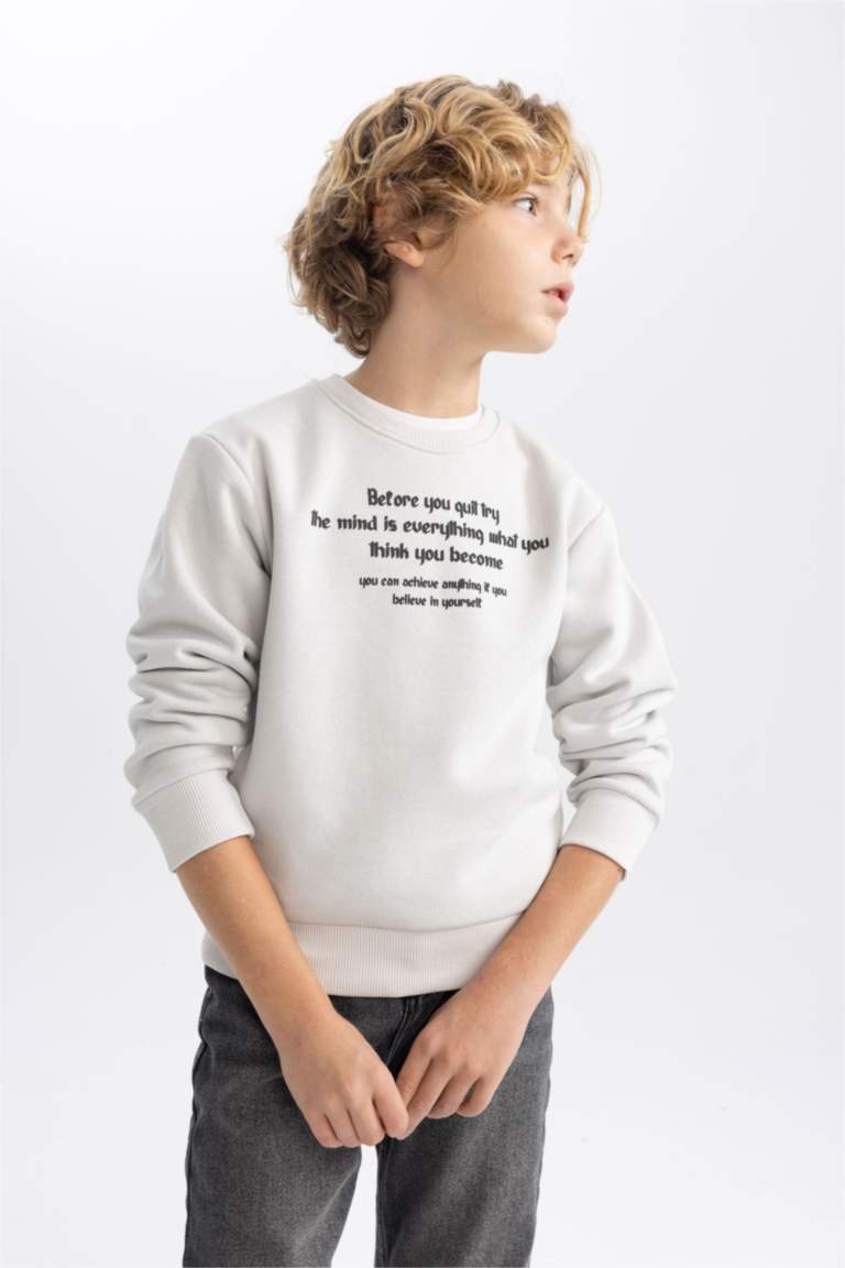Erkek Çocuk Bisiklet Yaka Baskılı Sweatshirt