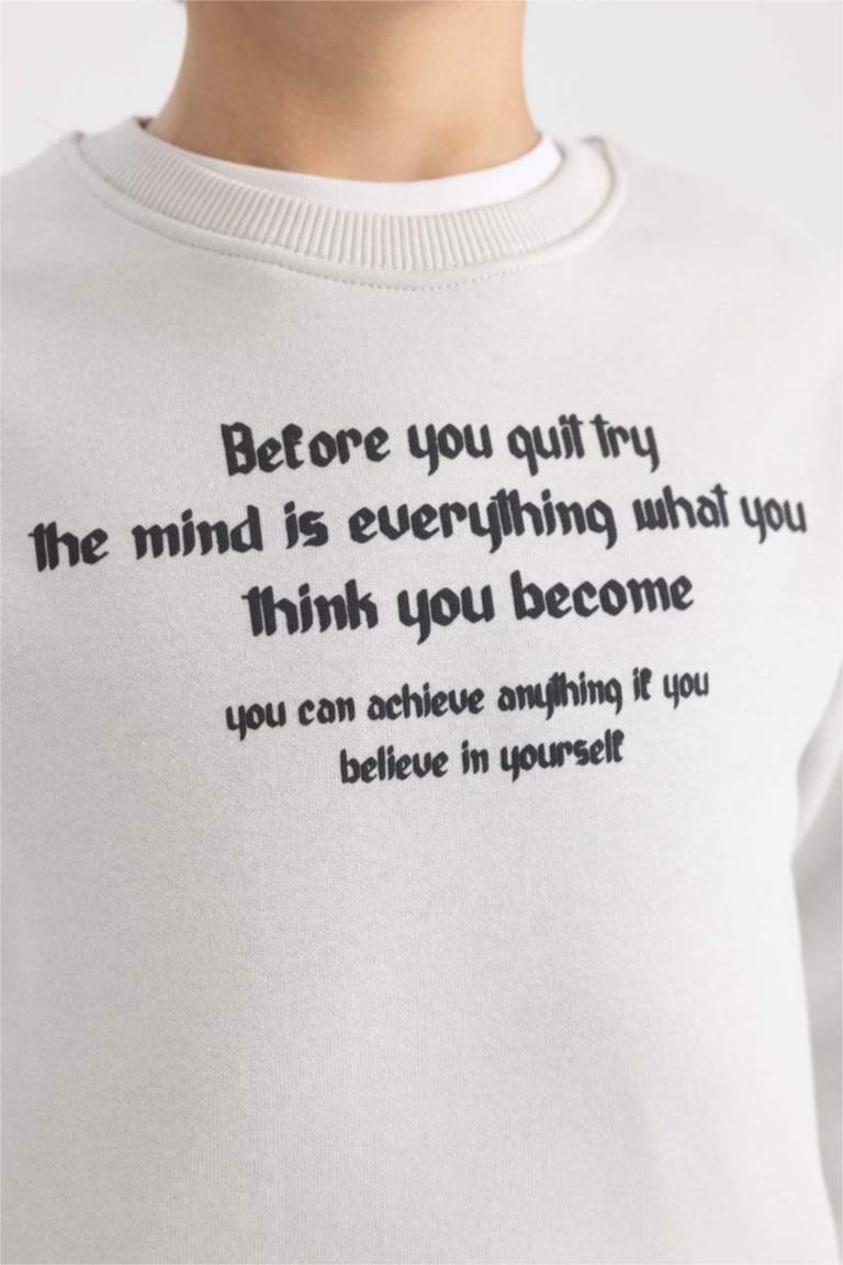 Erkek Çocuk Bisiklet Yaka Baskılı Sweatshirt