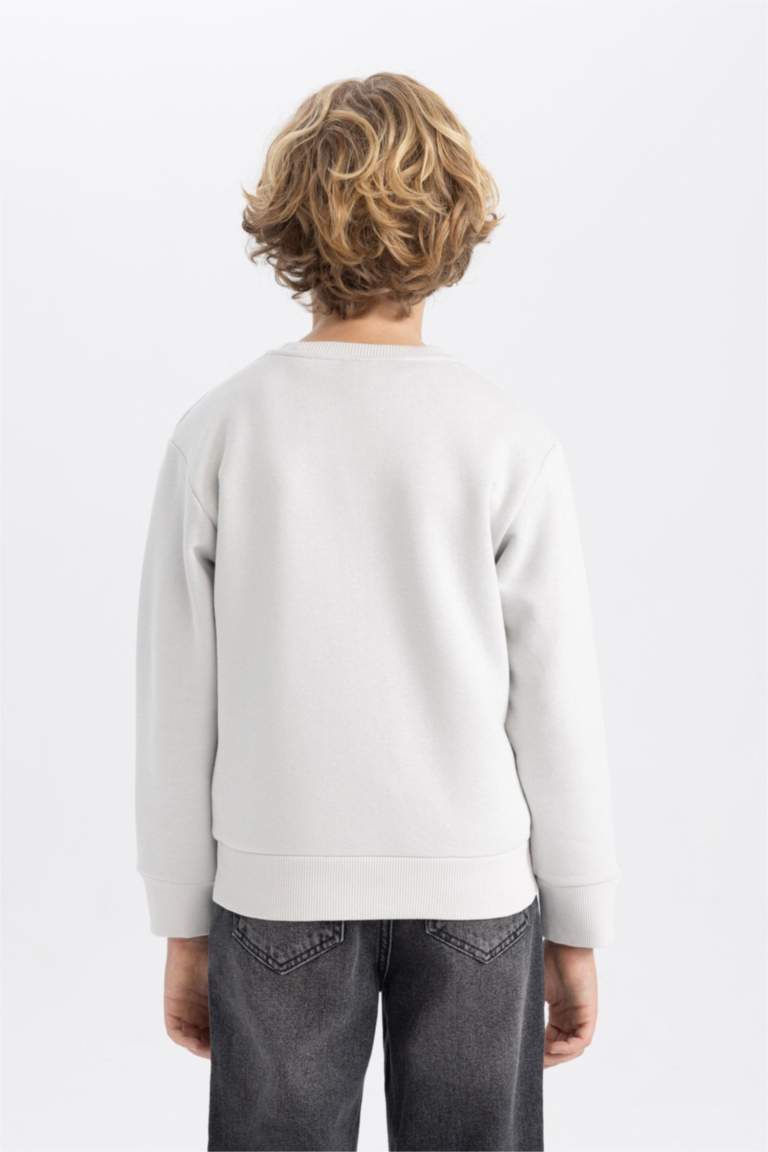 Erkek Çocuk Bisiklet Yaka Baskılı Sweatshirt