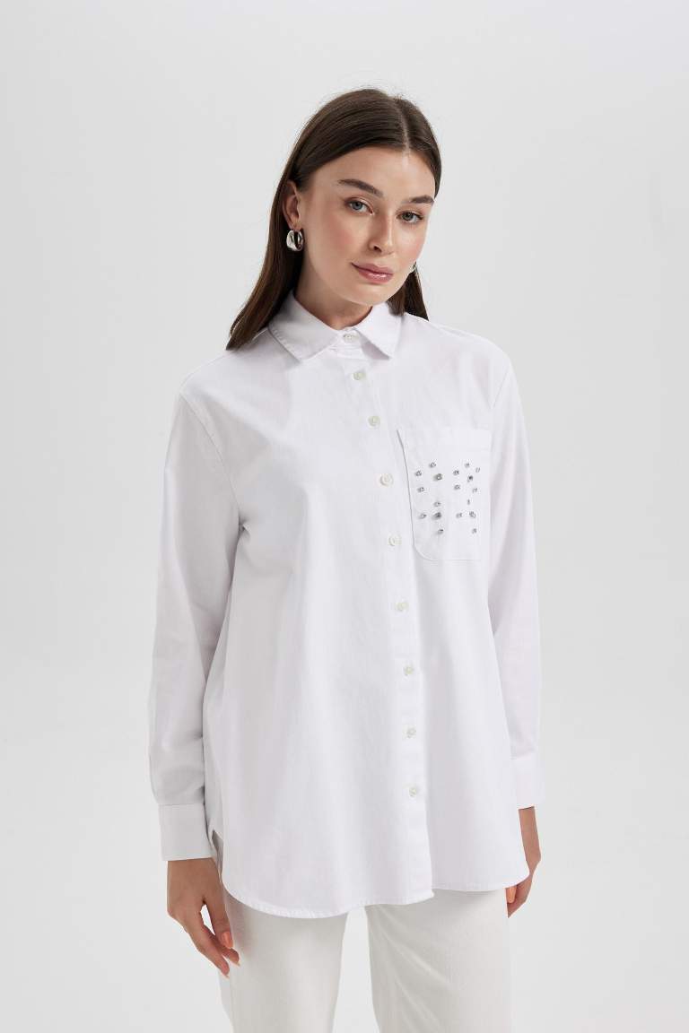 Relax Fit Oxford Basic ұзын жең жейде туникасы