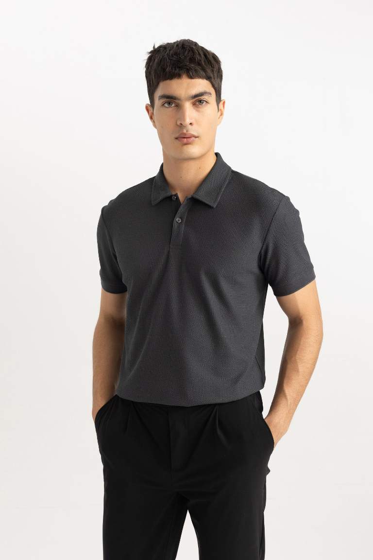 Anthracite MAN Modern Fit Polo Collar Polo T-Shirt 3046775 | DeFacto