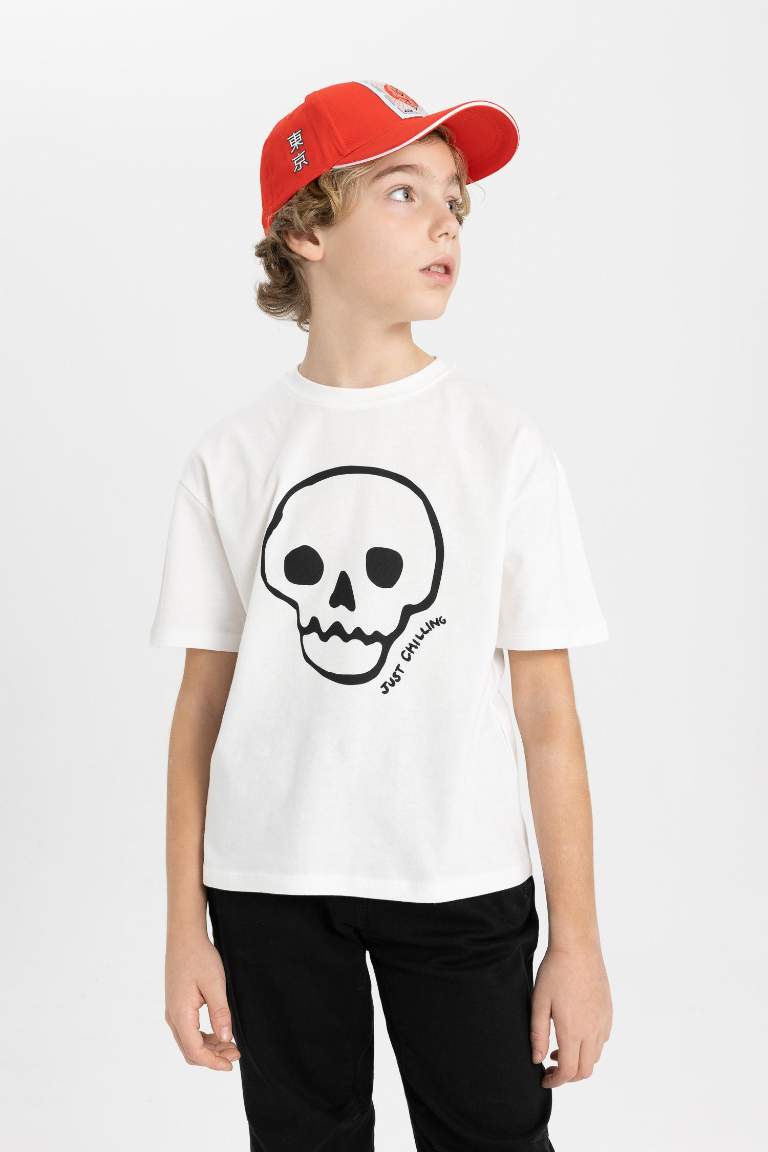 Boy Oversize Fit Crew Neck Embroidered T-Shirt