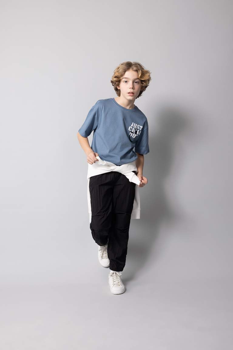 Boy Oversize Fit Crew Neck Embroidered T-Shirt