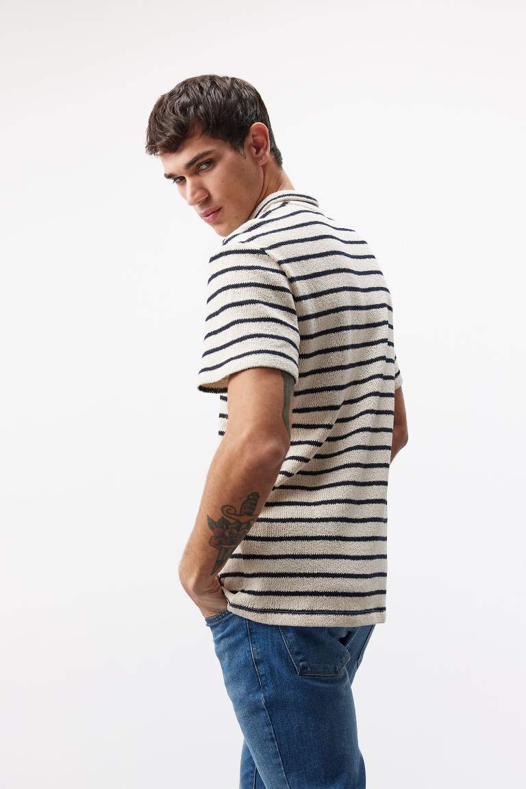 Regular Fit Striped Short Sleeve Polo T-Shirt