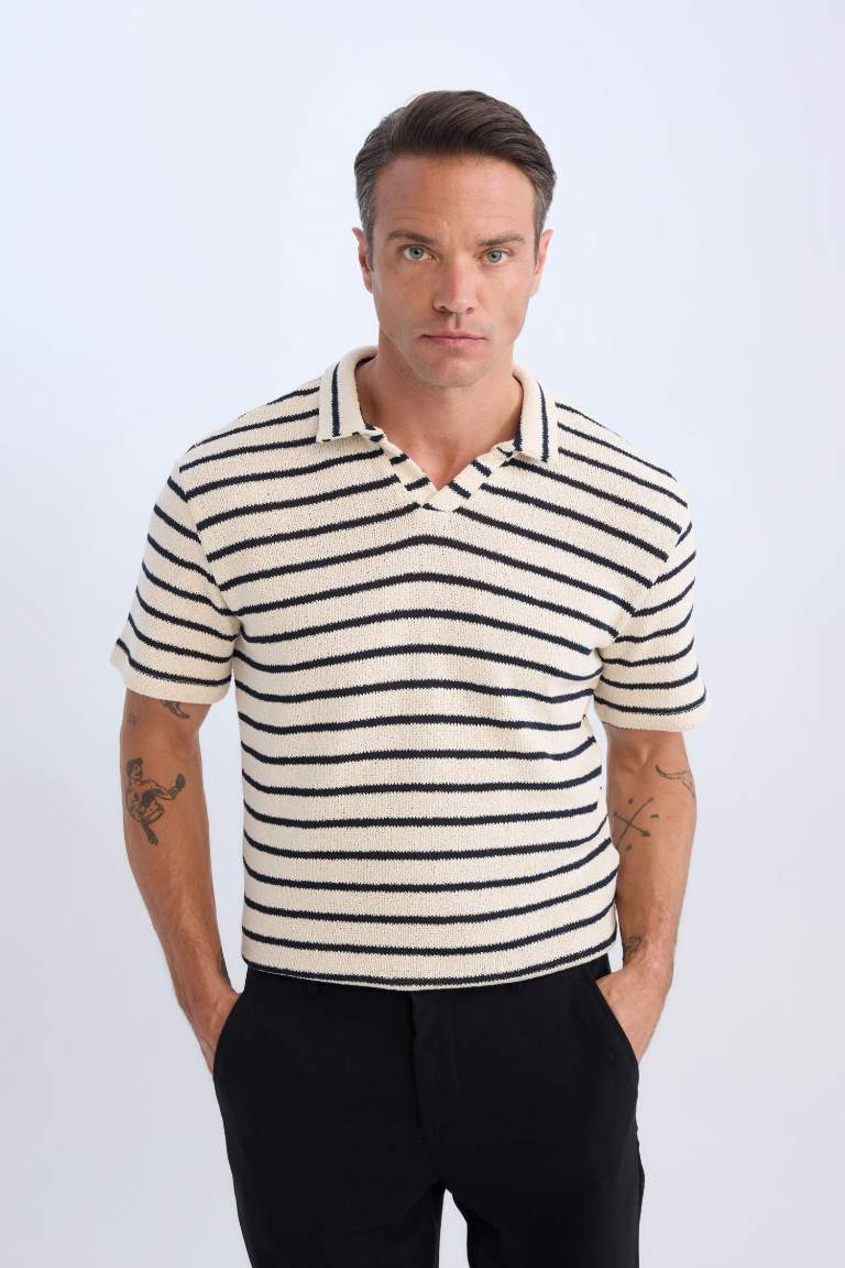 Regular Fit Striped Short Sleeve Polo T-Shirt