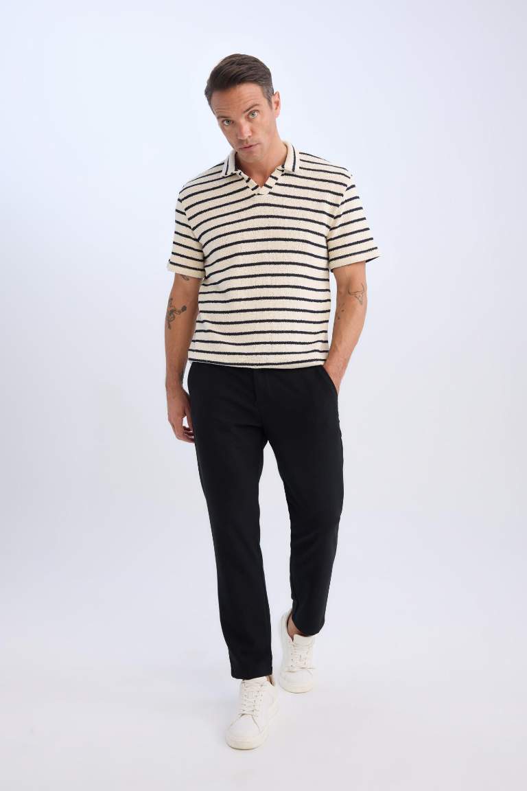 Regular Fit Striped Short Sleeve Polo T-Shirt