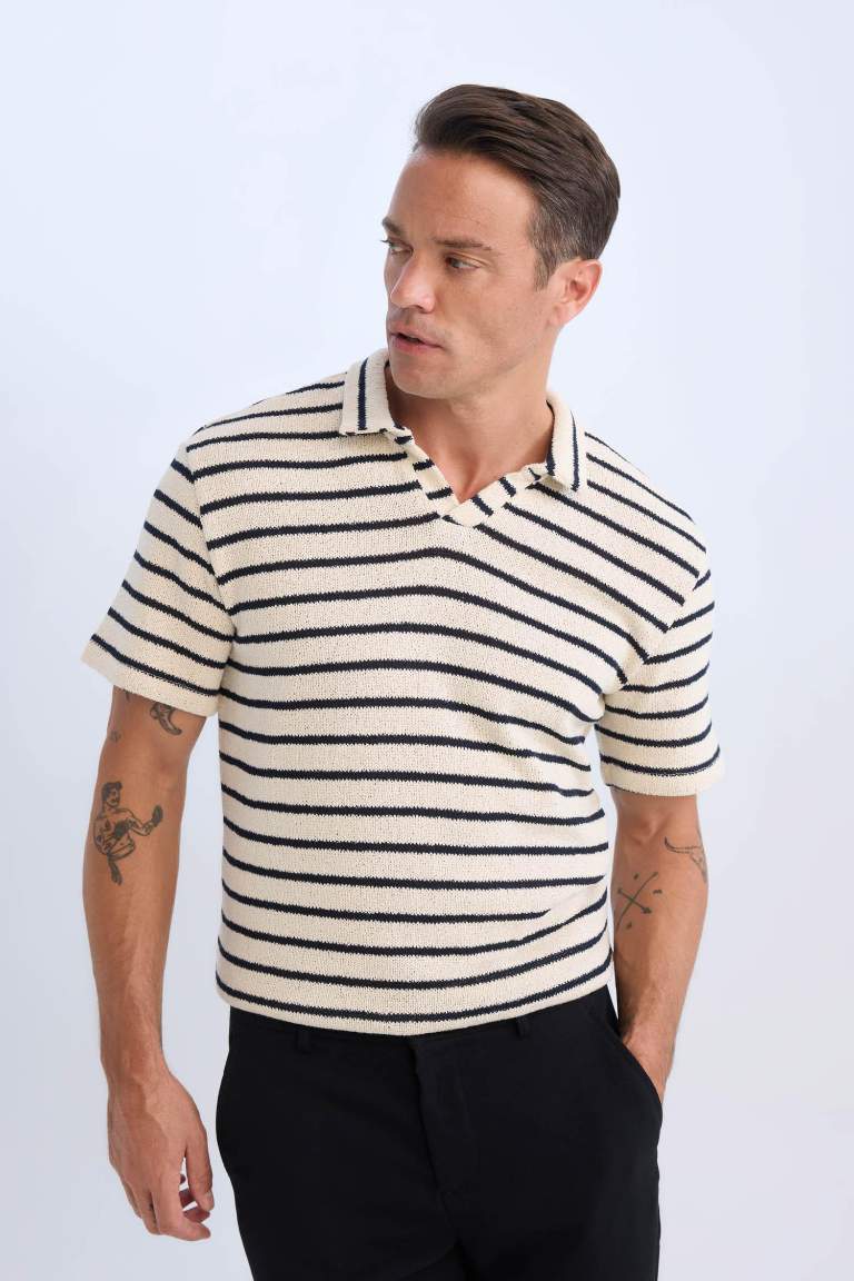 Regular Fit Striped Short Sleeve Polo T-Shirt