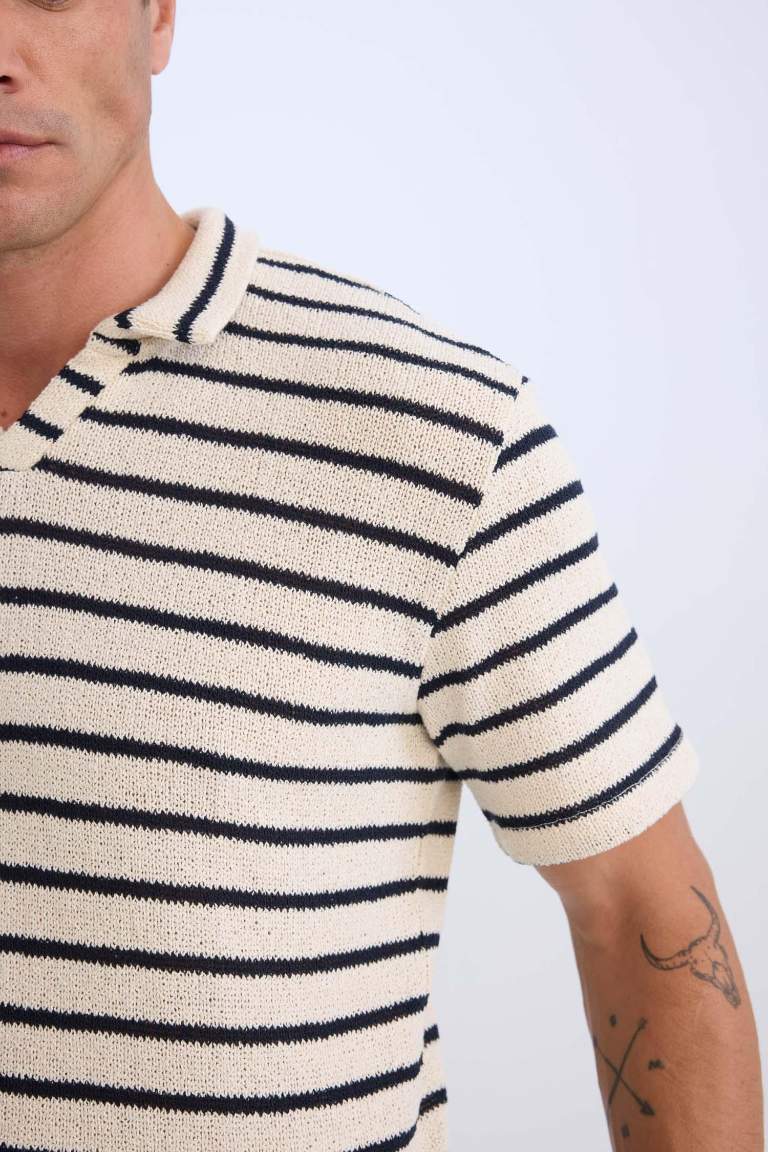 Regular Fit Striped Short Sleeve Polo T-Shirt