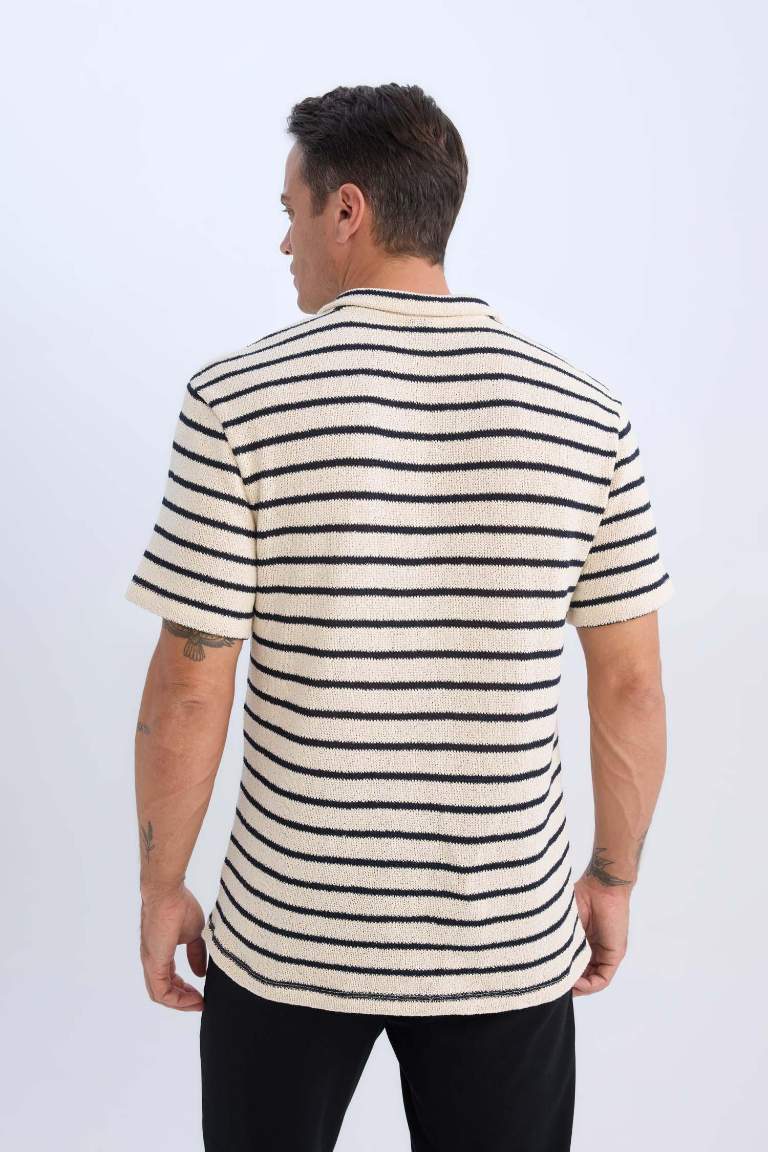 Regular Fit Striped Short Sleeve Polo T-Shirt