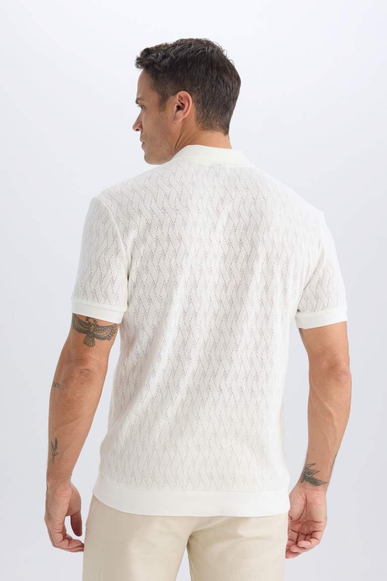 Regular Fit Knitting Look Polo T-Shirt