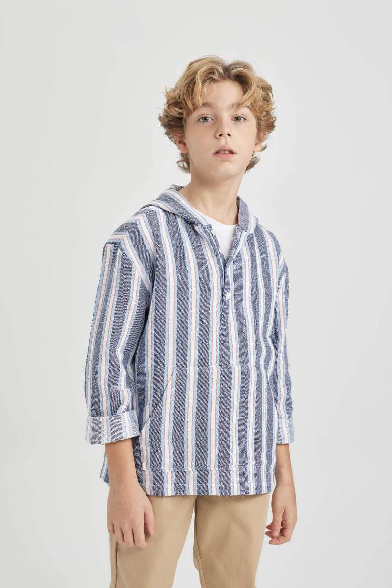 Boy Regular Fit Hooded Long Sleeve Shirt