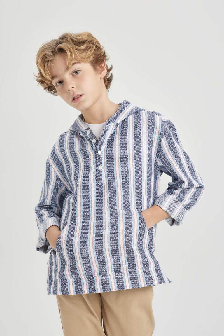 Boy Regular Fit Hooded Long Sleeve Shirt