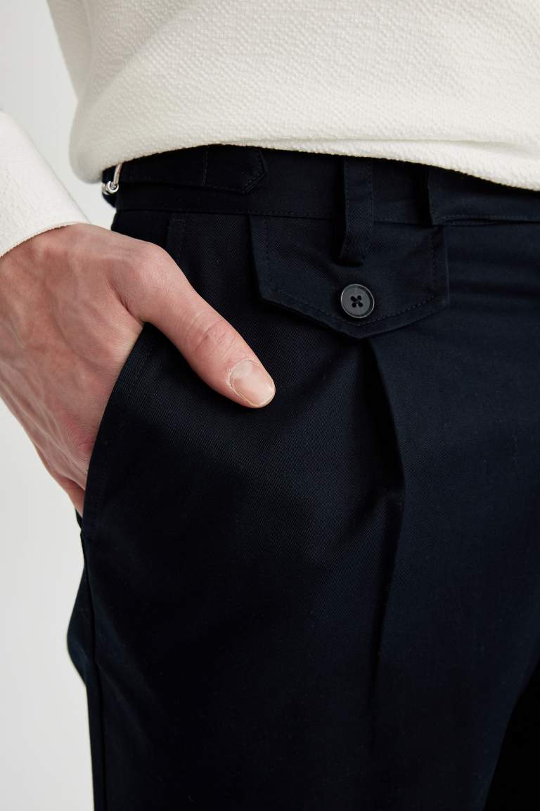 Tapered Fit Double Hem Twill Trousers