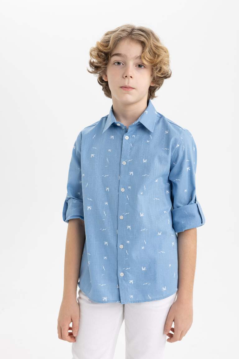 Chemise Col Polo à Manches Longues pour Garçon