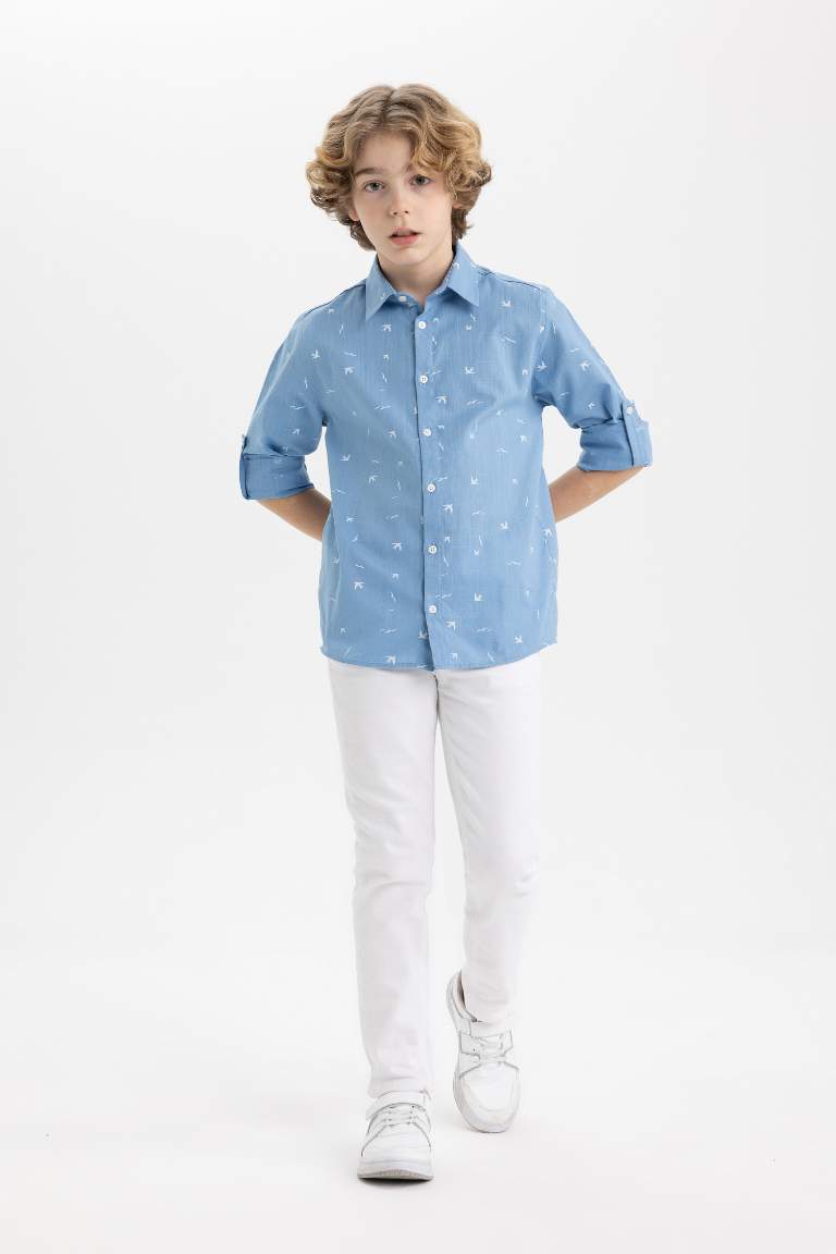 Boy Regular Fit Polo Neck Long Sleeve Shirt