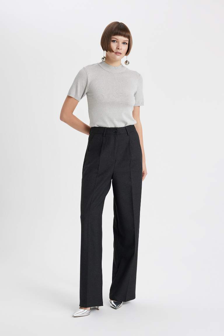 Grey WOMAN Wide Leg Wide Leg With Pockets Trousers 3036085 | DeFacto