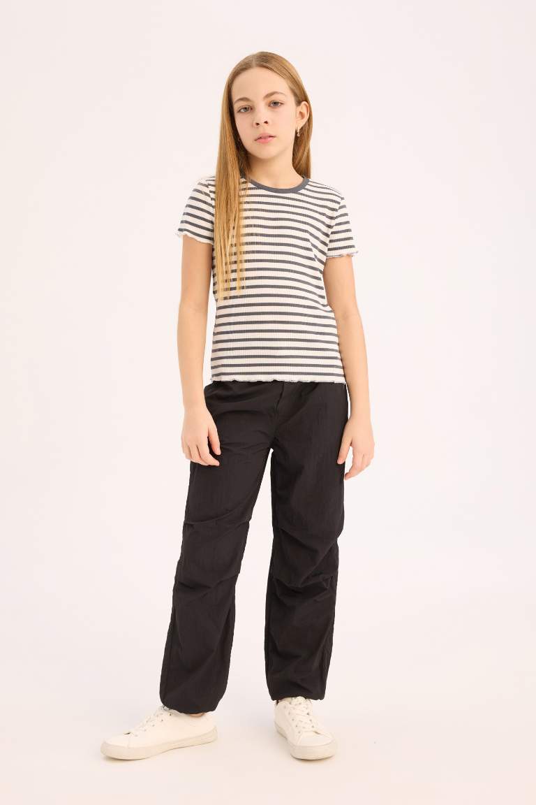 Girl Slim Fit Crew Neck Striped T-Shirt