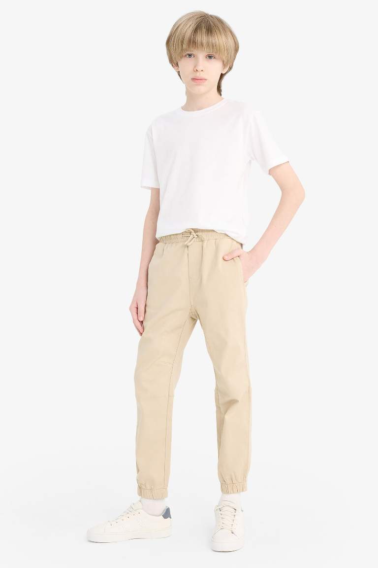Erkek Çocuk Lastikli Paça Basic Düz Gabardin Jogger Pantolon
