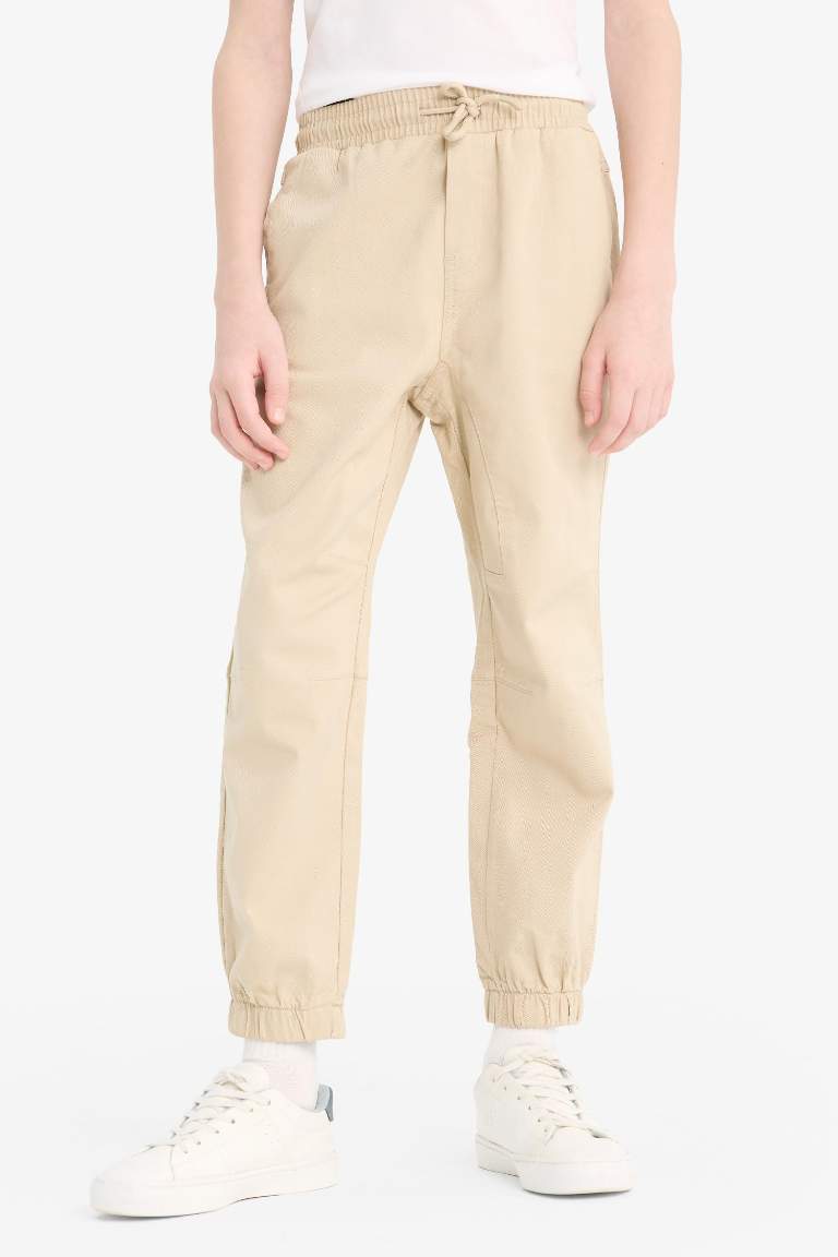 Erkek Çocuk Lastikli Paça Basic Düz Gabardin Jogger Pantolon