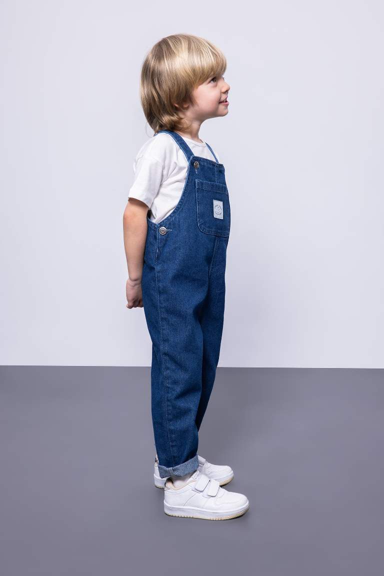 Baby Boy Label Printed Jean Jumpsuit