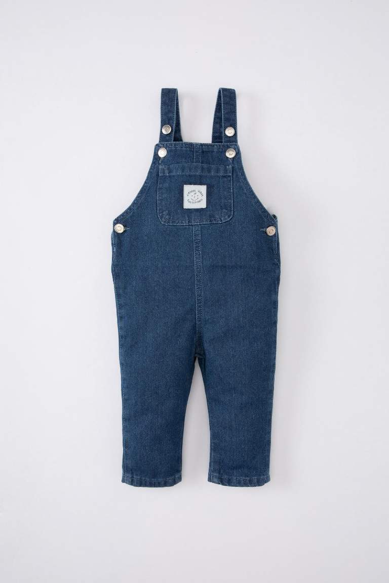 Baby Boy Label Printed Jean Jumpsuit