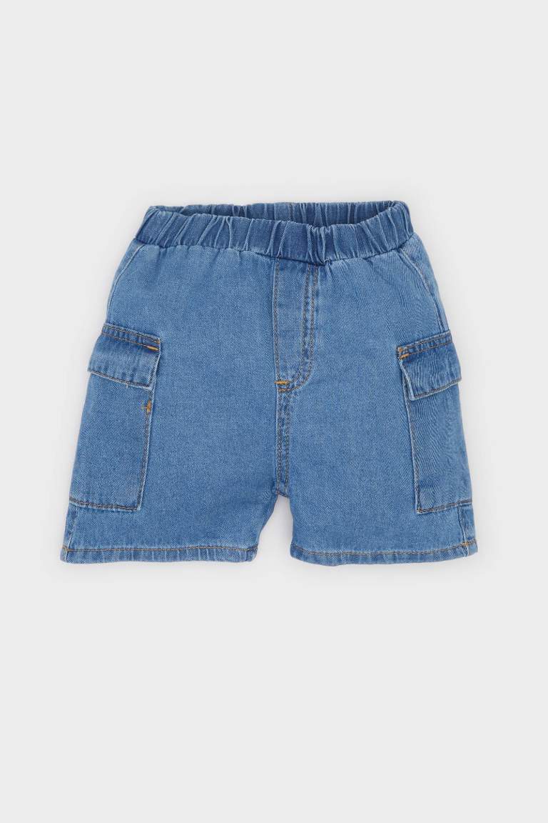 Short en jean avec poches et taille élastique pour bébé garçon