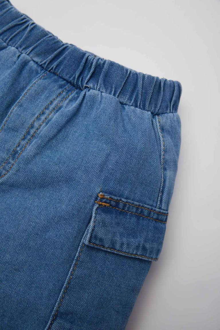 Short en jean avec poches et taille élastique pour bébé garçon